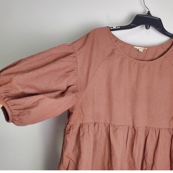 Easel Cotton/Linen Peplum Top - Picture 3 of 5